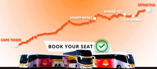 Intercape route and stops from Cape Town to Mthatha