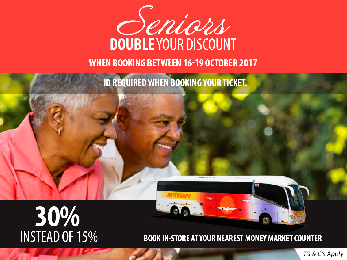 Intercape bus tickets pensioner discount at Shoprite