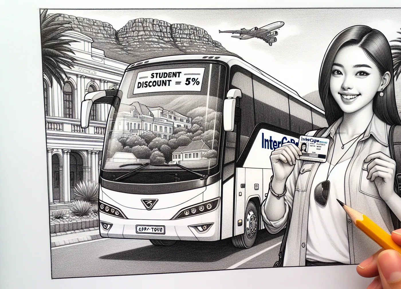 Intercape bus indicating students discount of 5 percent