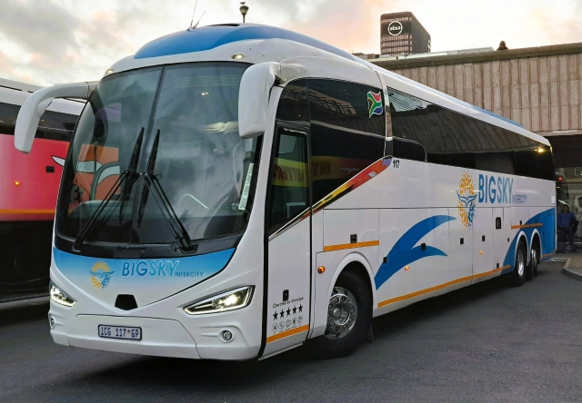 Big Sky Intercity bus parked on the Intercape side of Cape Town station