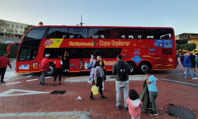 City Sightseeing Cape Explorer bus parked at the V&A Waterfront