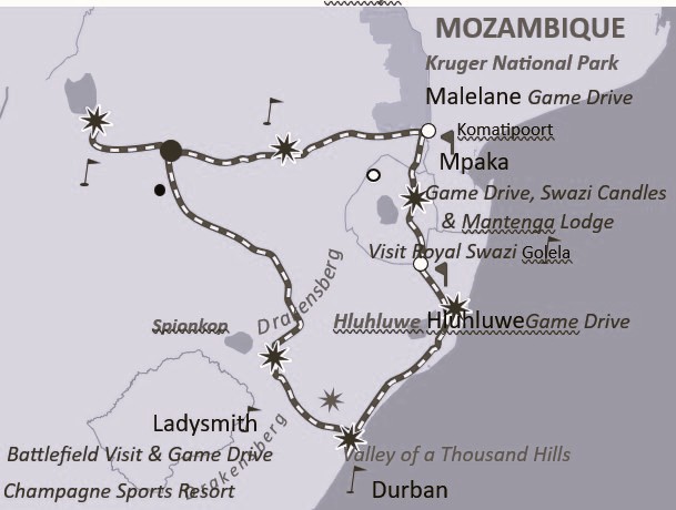 Rovos Rail golf safari map
