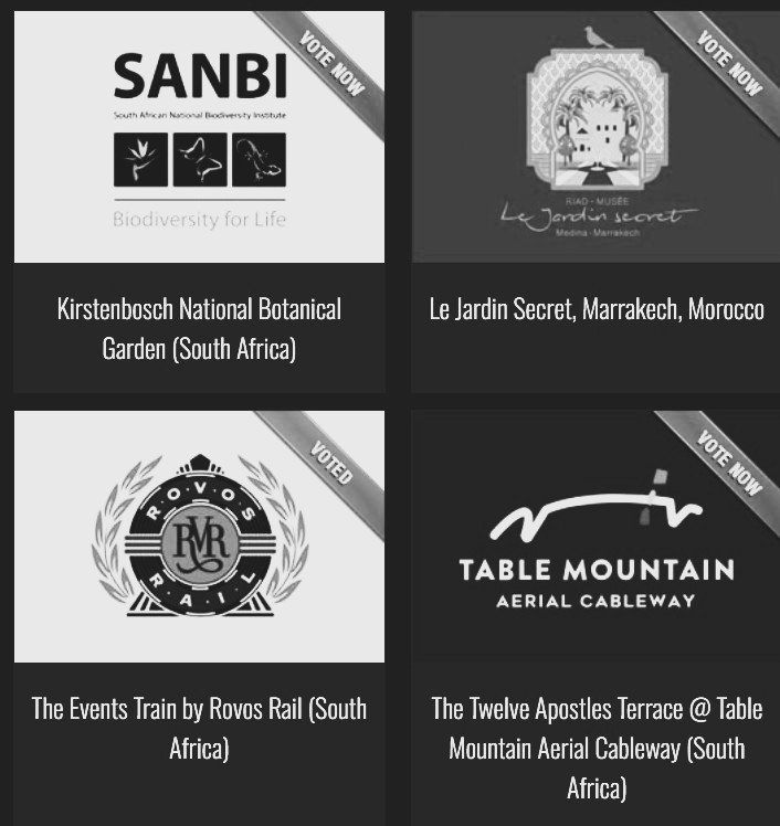 World MICE Awards 2026 Africa contestants - Rovos Rail Events Train, Aerial cableway on Table Mountain or Kirstenbosch