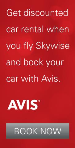 Button saying "Get discounted car rental when you fly Skywise & book your car with Avis"