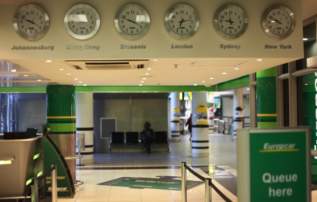 Europcar clocks at Johannesburg O.R. Tambo International Airport