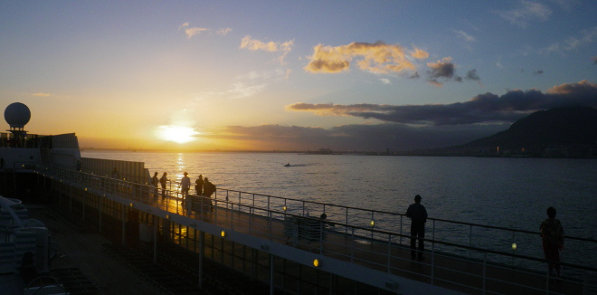 sunrise just outside Cape Town off the MSC Sinfonia