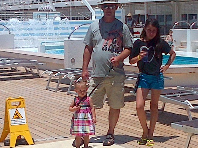 on the cruise ship's deck