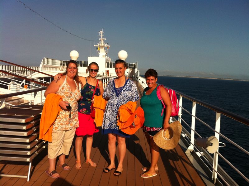 pose on the deck of the Sinfonia