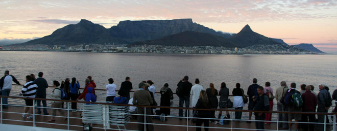 Cruising to Cape Town in the morning on the MSC Sinfonia