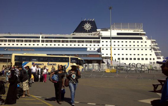 MSC Sinfonia in Durban with an MSC coach