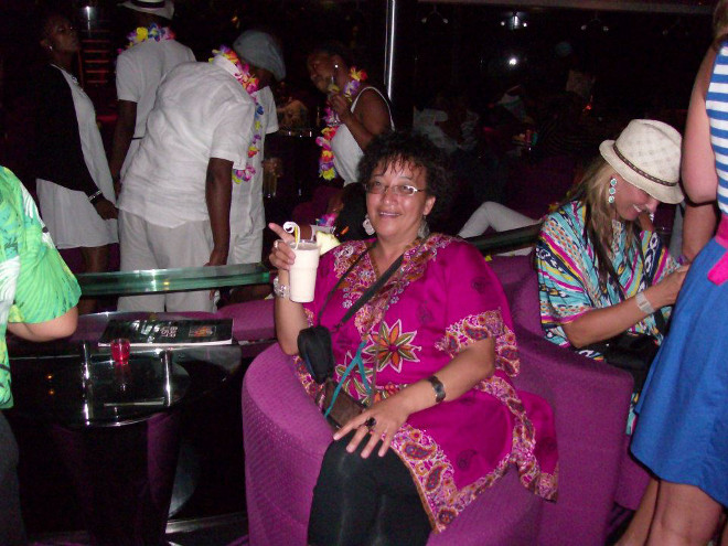 enjoying  a cocktail on the MSC Opera
