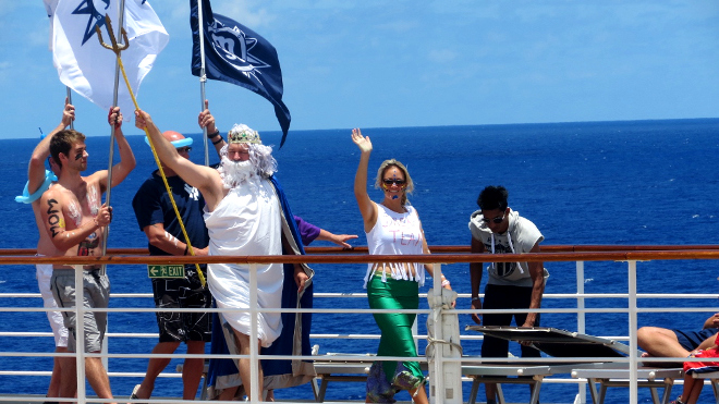 King Neptune party on the MSC Sinfonia as crosses the tropic of Capricorn