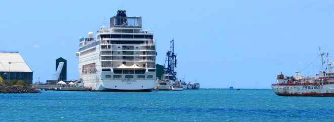 MSC Sinfonia at the port in Mauritius