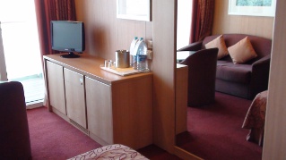 TV in a category 11 cabin on the MSC Sinfonia cruise ship