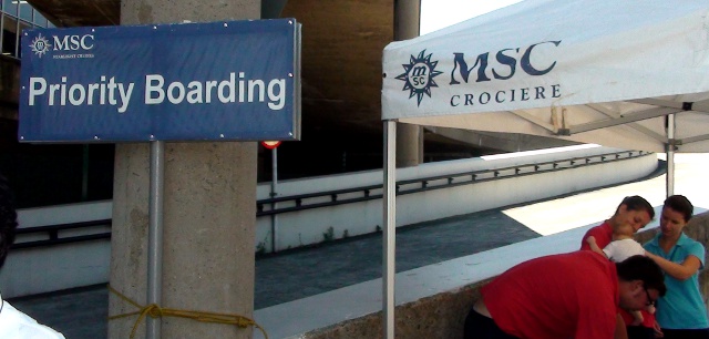 priority boarding sign for MSC Starlight Cruises
