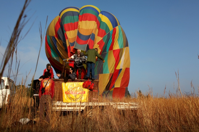safely landed in our hot air balloon