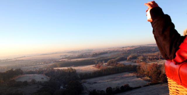 camera clicking away on the hot air balloon trip