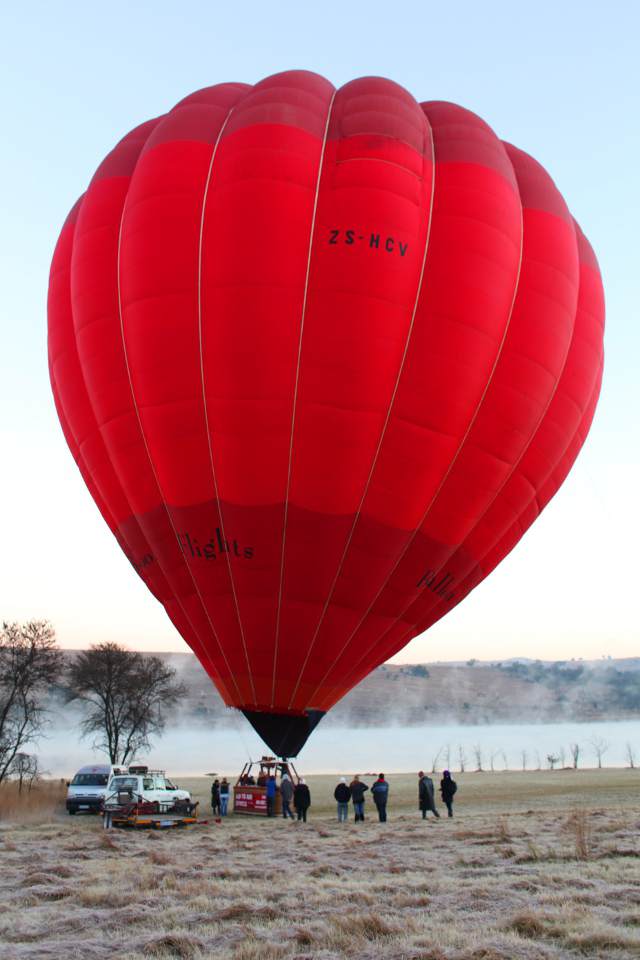 hot air balloon about to take off from the Cradle of Humankind
