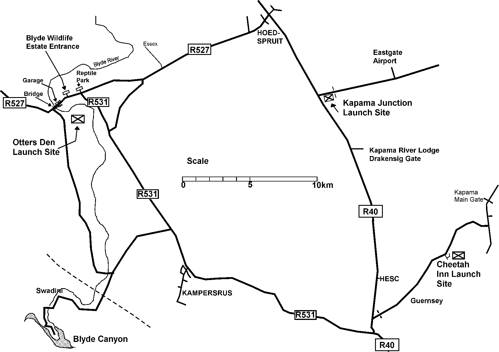 map to get to the hot air ballooning in Hoedspruit