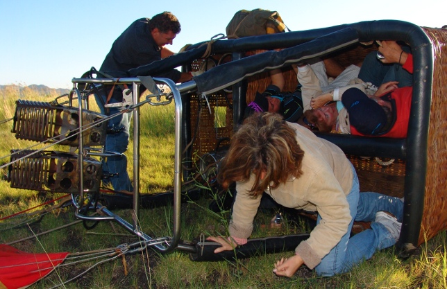 hot air ballooning landing near Brits, South Africa